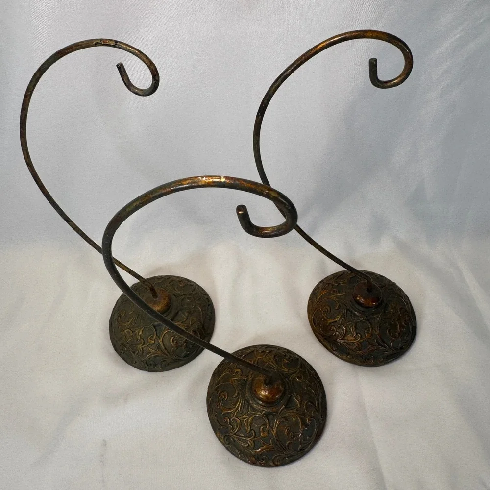 Sullivans Ornament Display Stands Set of 3 Bronze Filigree Base PR1913 9.5in